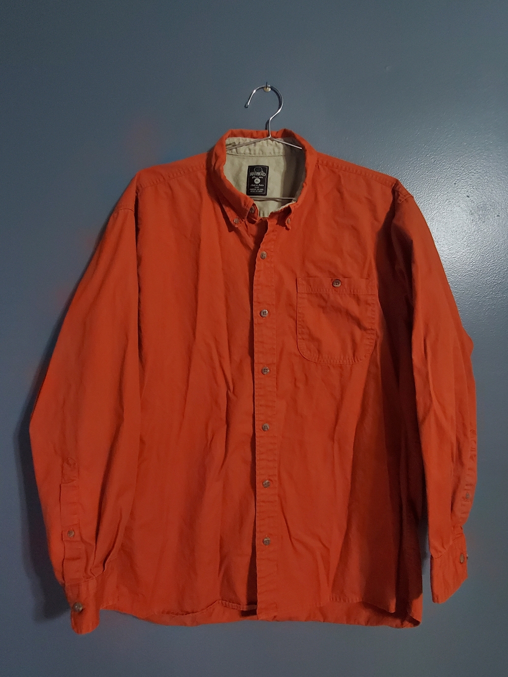 Red Head Rust Orange Long Sleeve Button Down Shirt Men's Size XL
